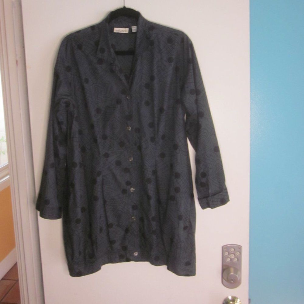 Adverb Gray Cotton Tunic Dress Marked Size M Oversized 42" Bust 33" Tall